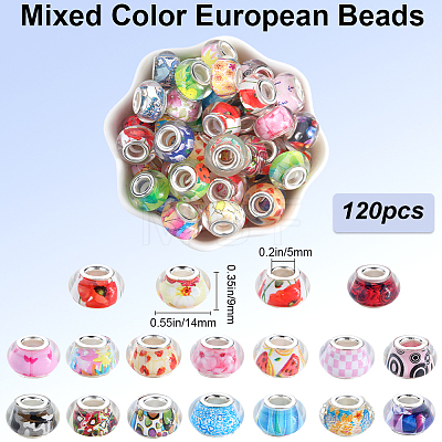 120Pcs Resin European Beads FIND-SP0002-05D-1