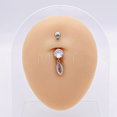 304 Stainless Steel Micro Pave Cubic Zirconia Belly Rings WGADED5-38-1