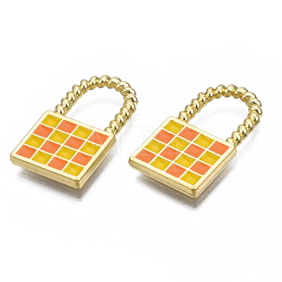 Rack Plating Alloy Checkerboard Pendants PALLOY-S132-255D-RS-1