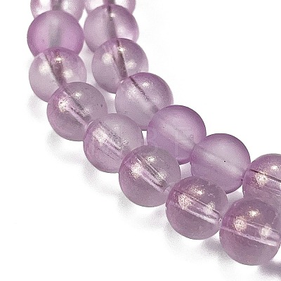 Frosted Transparent Glass Bead Strands GLAA-P065-8mm-07-1