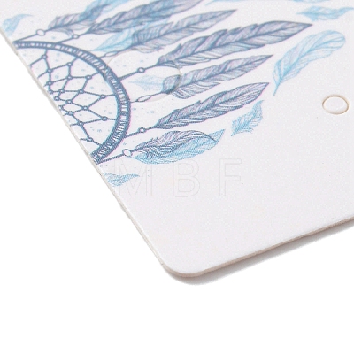 100Pcs Woven Web/Net with Feather Print Paper Jewelry Display Cards AJEW-Z021-01B-1