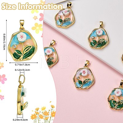 5Pcs Brass Enamel Pendants KK-SZ0002-58B-1