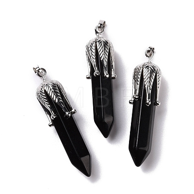 Natural Obsidian Big Pointed Pendants G-E059-03AS-06-1