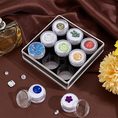 9 Slots Mini Round Plastic Jewelry Screw Top Bead Jars Sets with Velvet Inside AJEW-WH0472-42A-1