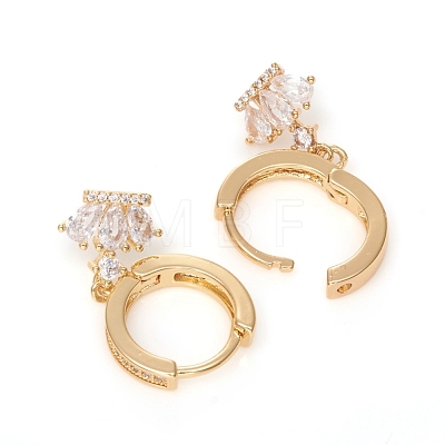 Brass Micro Pave Clear Cubic Zirconia Huggie Hoop Earrings EJEW-G276-16G-1