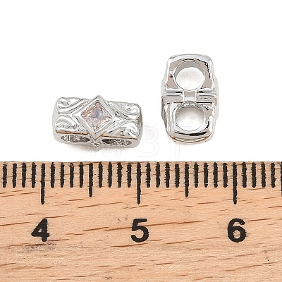 Brass Micro Pave Clear Cubic Zirconia Slide Charms KK-Z151-05P-1