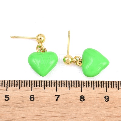 Valentine's Day Heart Brass Enamel Dangle Stud Earrings EJEW-Z164-19G-04-1