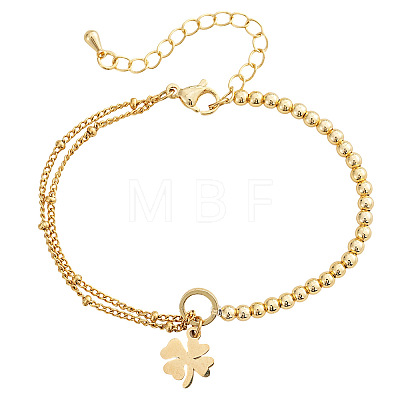 Four Leaf Clover 304 Stainless Steel Charm Bracelets UY0745-1-1