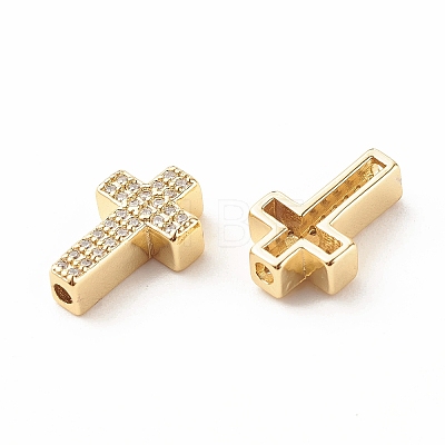 Rack Plating Brass Cubic Zirconia Beads KK-B051-06G-01-1