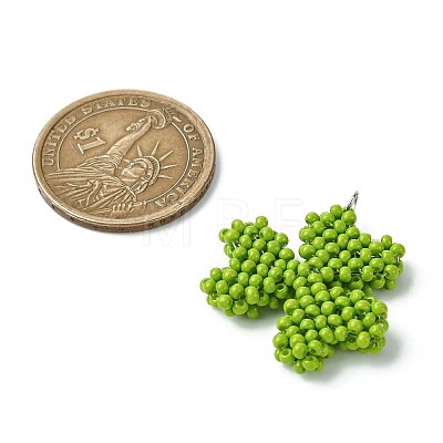 Glass Seed Beaded Clover Pendants PALLOY-MZ00530-1