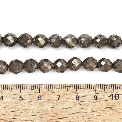 Natural Gold Pyrite/Golden Pyrite Beads Strands G-G458-H01-8mm-1