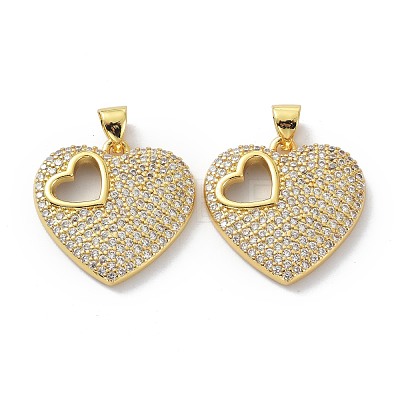 Brass Cubic Zirconia Pendants KK-B047-14G-1