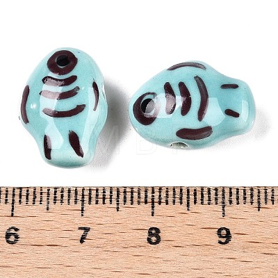 Handmade Printed Porcelain Beads Strand PORC-T133-02B-1