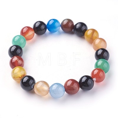 Natural Agate Beads Stretch Bracelets BJEW-F380-01-C13-1