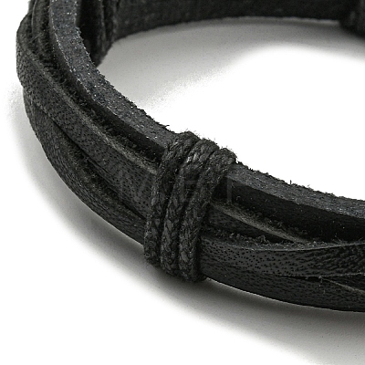 Adjustable PU Leather Waxed Cord Bracelets BJEW-F468-13-1