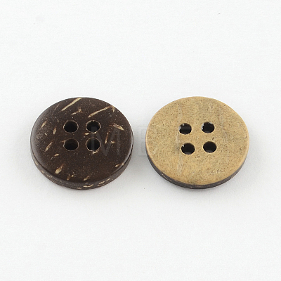 4-Hole Flat Round Coconut Buttons X-BUTT-R035-009-1