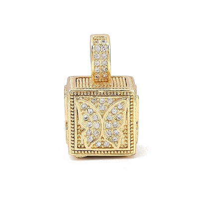 Brass Micro Pave Cubic Zirconia Pendants KK-F919-10B-G-1
