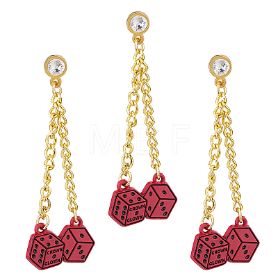 3Pcs Alloy Micro Pave Clear Cubic Zirconia Pin JEWB-FH0003-25A-1