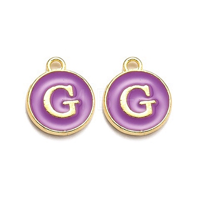 Golden Plated Alloy Enamel Charms ENAM-Q437-12G-1