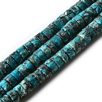 Synthetic Silver Line Turquoise Beads Strands G-L617-F03-3x6mm-1