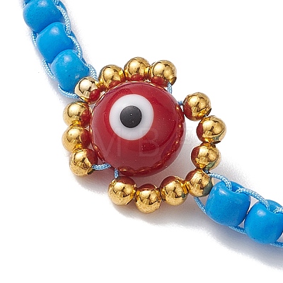 Handmade Lampwork Evil Eye & Glass Seed Beads Braided Bead Bracelets BJEW-MZ00090-04-1