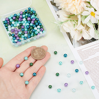 200Pcsg Ocean Mix Pearlized Glass Pearl Beads HY-HY0001-03A-1