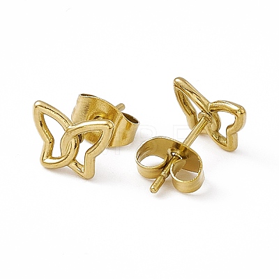 PVD Vacuum Plating 304 Stainless Steel Tiny Hollow Out Butterfly Stud Earrings for Women EJEW-P212-09G-1