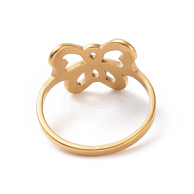 Ion Plating(IP) 201 Stainless Steel Butterfly Finger Ring RJEW-J051-02G-1