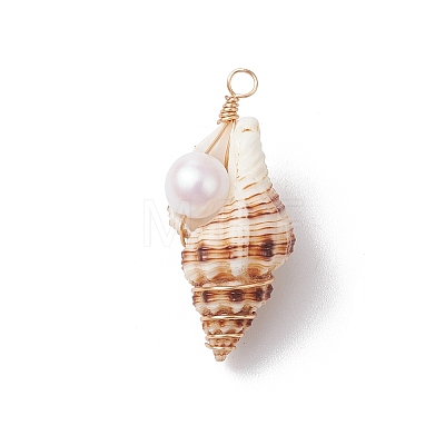 3Pcs Natural Shell Pendants PALLOY-JF03226-02-1