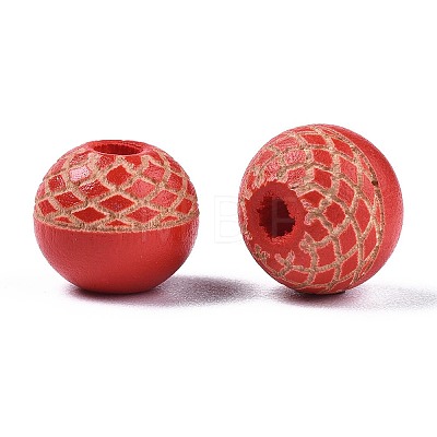 Painted Natural Wood Beads WOOD-S057-072N-1