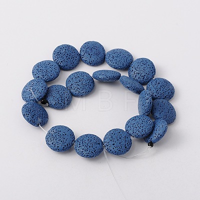 Lentil Dyed Synthetic Lava Rock Beads Strands G-N0103-21-1