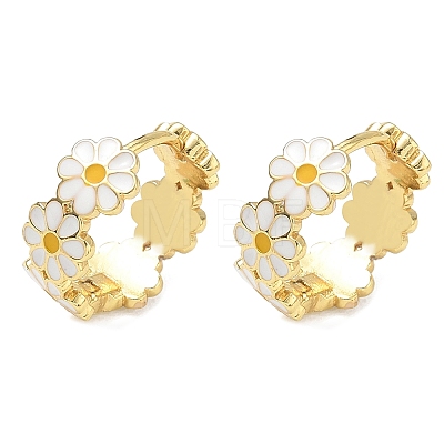 Brass Enamel Hoop Earrings for Women EJEW-A167-27A-01-1