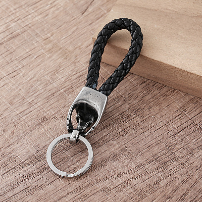 Viking Braided Skull PU Leather Keychains HZ0628-1