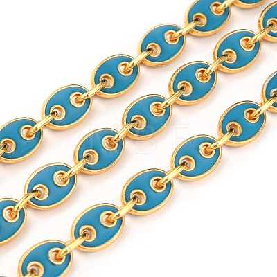 Golden Plated Alloy Enameled Coffee Bean Links Chains LCHA-H004-01G-E-1