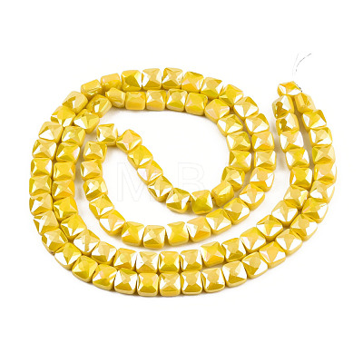 Electroplate Opaque Solid Color Glass Beads Strands EGLA-N002-42-03-1