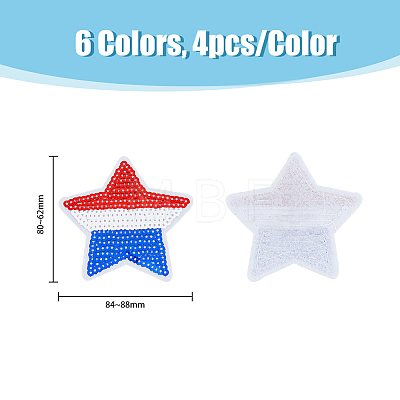 24Pcs 6 Style Star Computerized Embroidery Polyester Iron On Sequins Patches PATC-FH0001-03-1