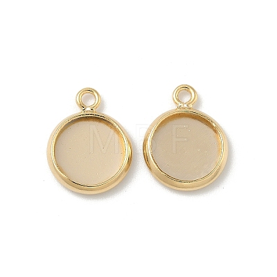 Flat Round Brass Pendant Cabochon Settings KK-K414-14B-G-1