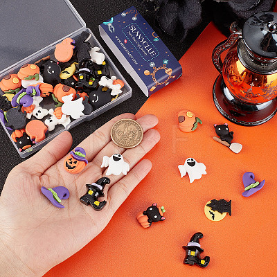 40Pcs 10 Styles Halloween Opaque Resin Cabochons RESI-SC0002-47-1