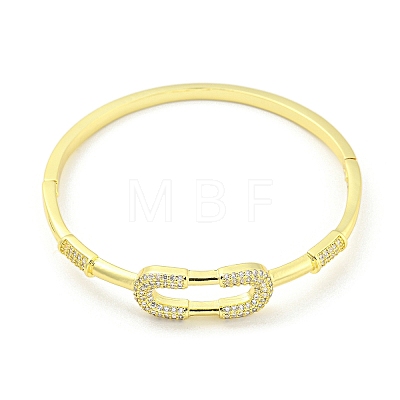 Rectangle Brass Micro Pave Clear Cubic Zirconia Hinged Bangles for Women BJEW-Z062-05B-1