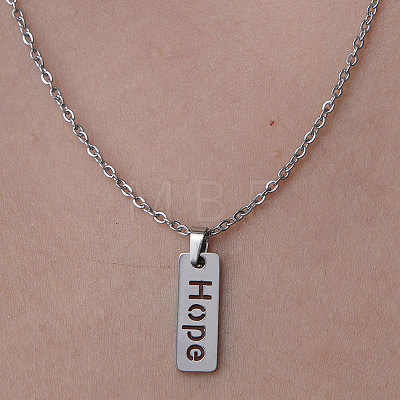 201 Stainless Steel Word Hope Pendant Necklace NJEW-OY001-48-1