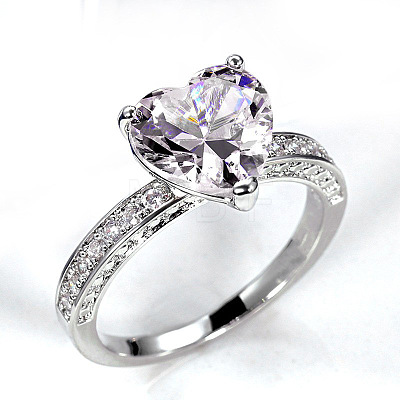 Brass Micro Pave Cubic Zirconia Finger Rings for Women FS-WGC99AF-06-1