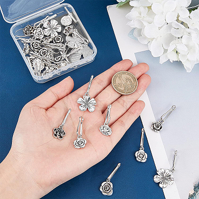 36Pcs 6 Style Alloy Flower Keychain HJEW-BC0001-23-1