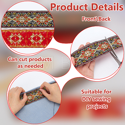 Ethnic Style Embroidery Polyester Ribbons OCOR-WH0070-04D-1