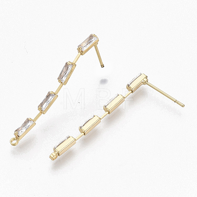 Brass Clear Cubic Zirconia Stud Earring Findings LS-KK-N232-13-NF-1