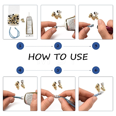 120Pcs 4 Styles UV Plating ABS Plastic Cord Ends CCB-YW0001-83-1