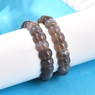 Natural Grey Agate Beaded Stretch Bracelets for Women Men BJEW-M049-10A-1