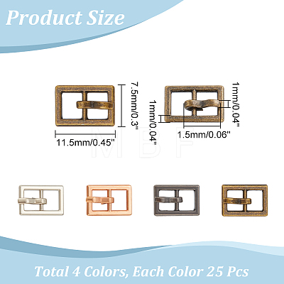  100Pcs 4 Colors Mini Alloy Center Bar Buckles Sets FIND-NB0004-04-1