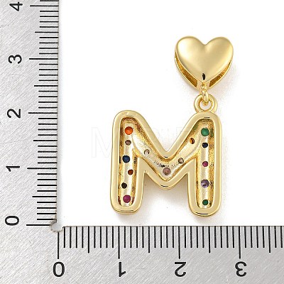 Brass Micro Pave Cubic Zirconia European Dangle Charms KK-P281-01G-M-1