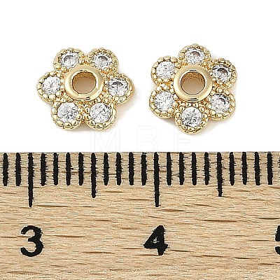 Brass Micro Pave Clear Cubic Zirconia Bead Caps KK-I719-07G-1