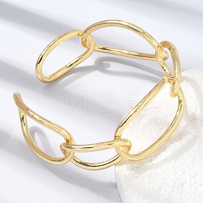 Brass Large Oval Link Chain Cuff Bangles for Women KK-CBACA61-04G-1